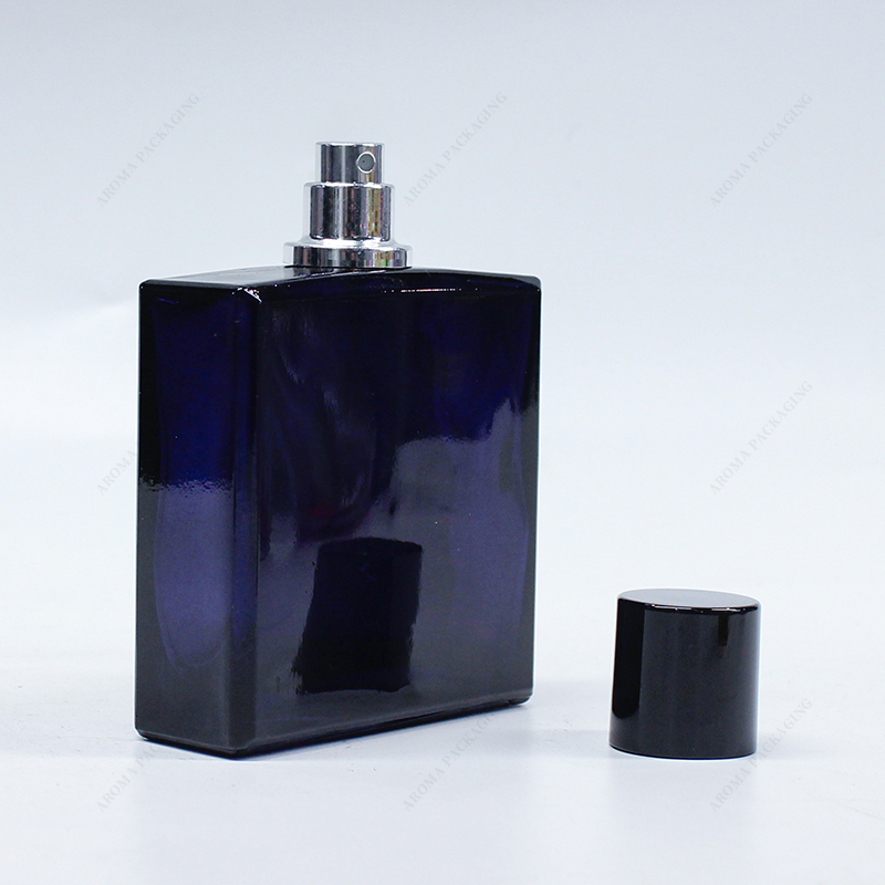 Black Square Glass Perfume Bottle with Lid